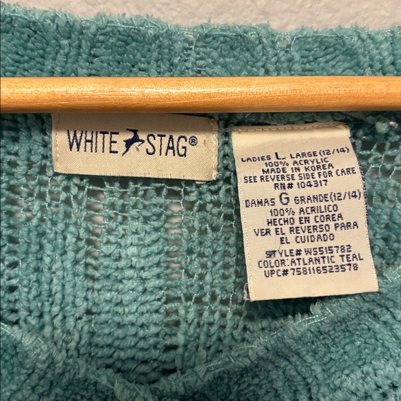 White Stag Teal V-Neck Sweater Women’s Size: Large - Picture 2 of 5